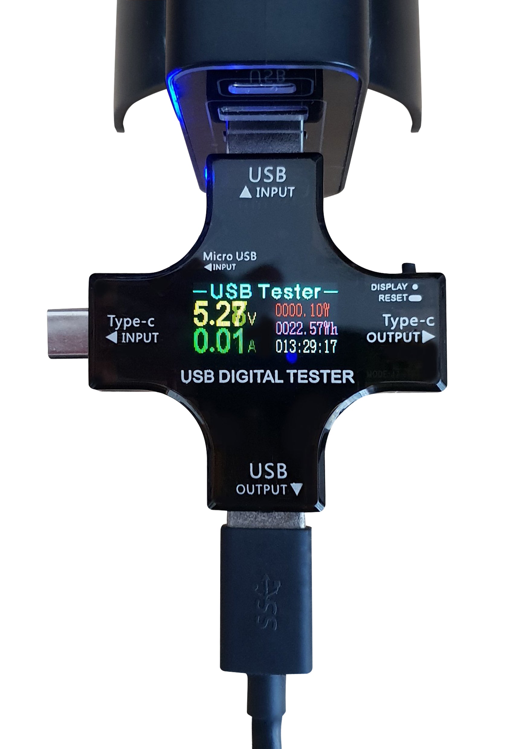 USB Power Meter with USB type-C, type-B, and Micro USB Port, RGB and B ...